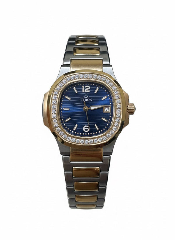 The regal design of the fitron ladies watch: combining gold and silver with an attractive blue dial